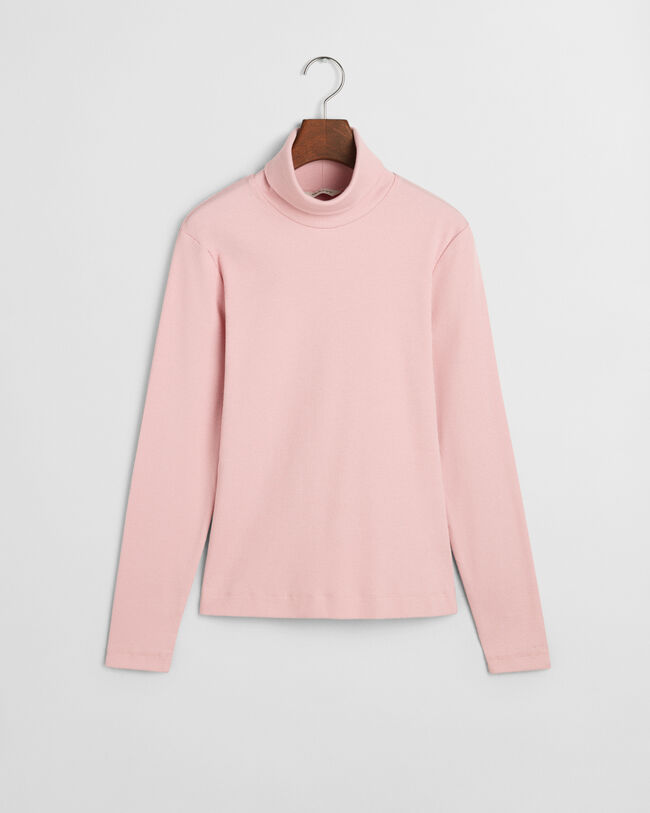 Geripptes Langarm-Rollkragenshirt