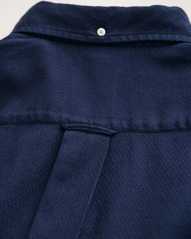 Regular Fit Baumwoll Leinen Hemd mit Struktur