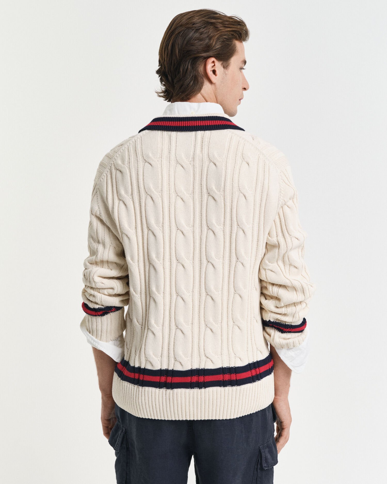 Pull façon polo en maille torsadée
