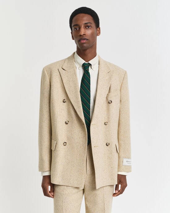 Relaxed Fit Herringbone Anzugsakko mit Noppenstruktur