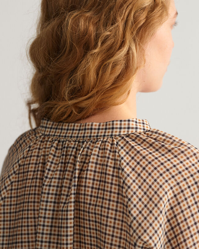 Baumwoll Seiden Bluse mit Karomuster