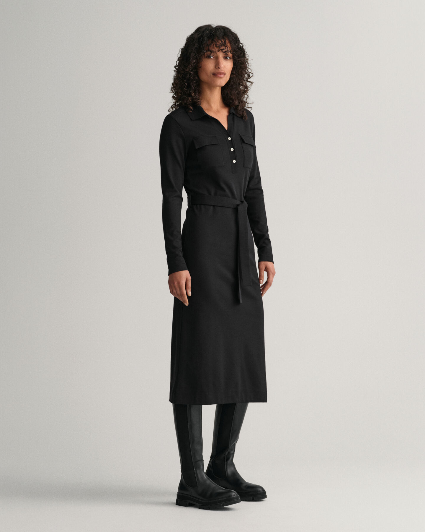 Slim Fit Jersey Polokleid