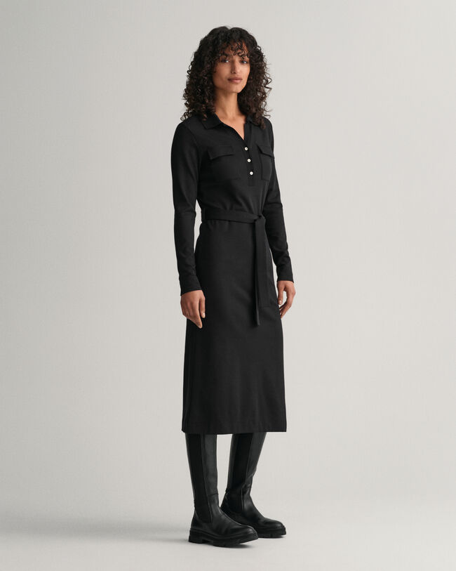 Slim Fit Jersey Polokleid