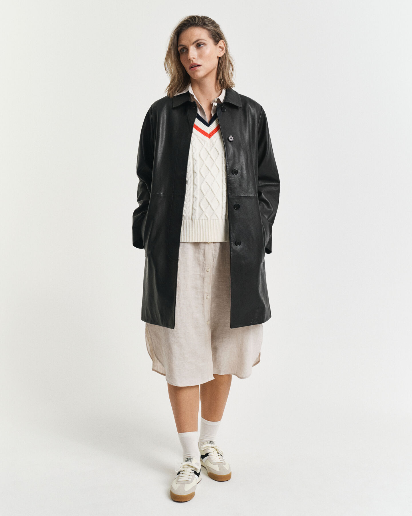 Kurz&auml;rmeliges Hemdblusenkleid aus Leinen