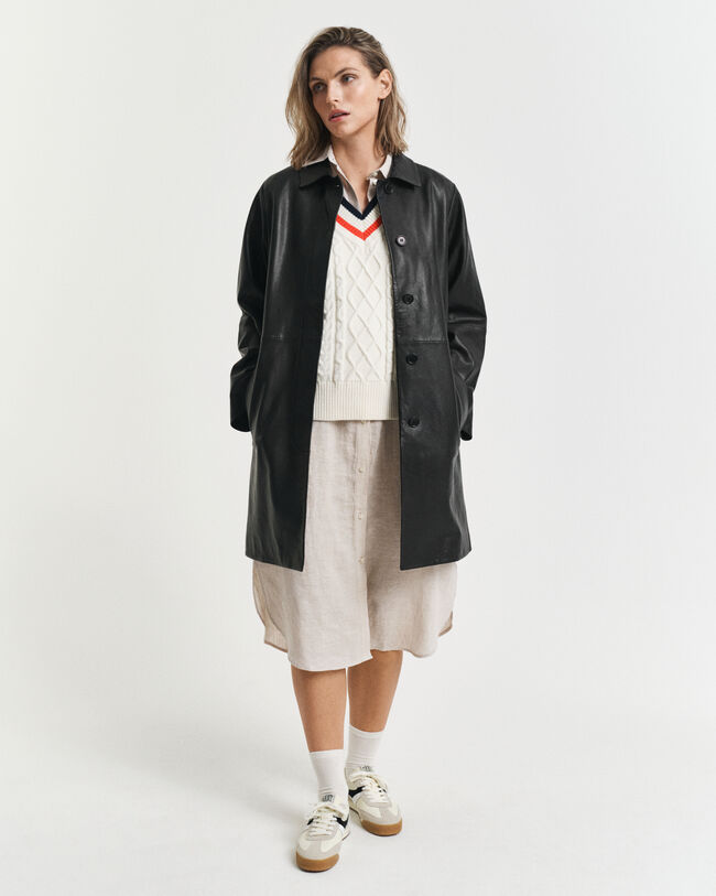 Kurz&auml;rmeliges Hemdblusenkleid aus Leinen