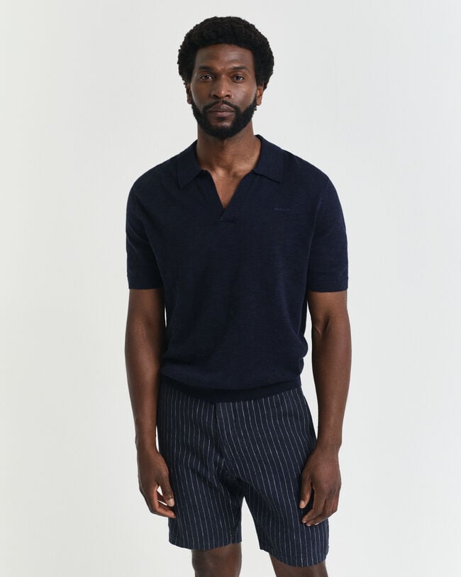 Kurzarm Polopullover aus Leinenmix