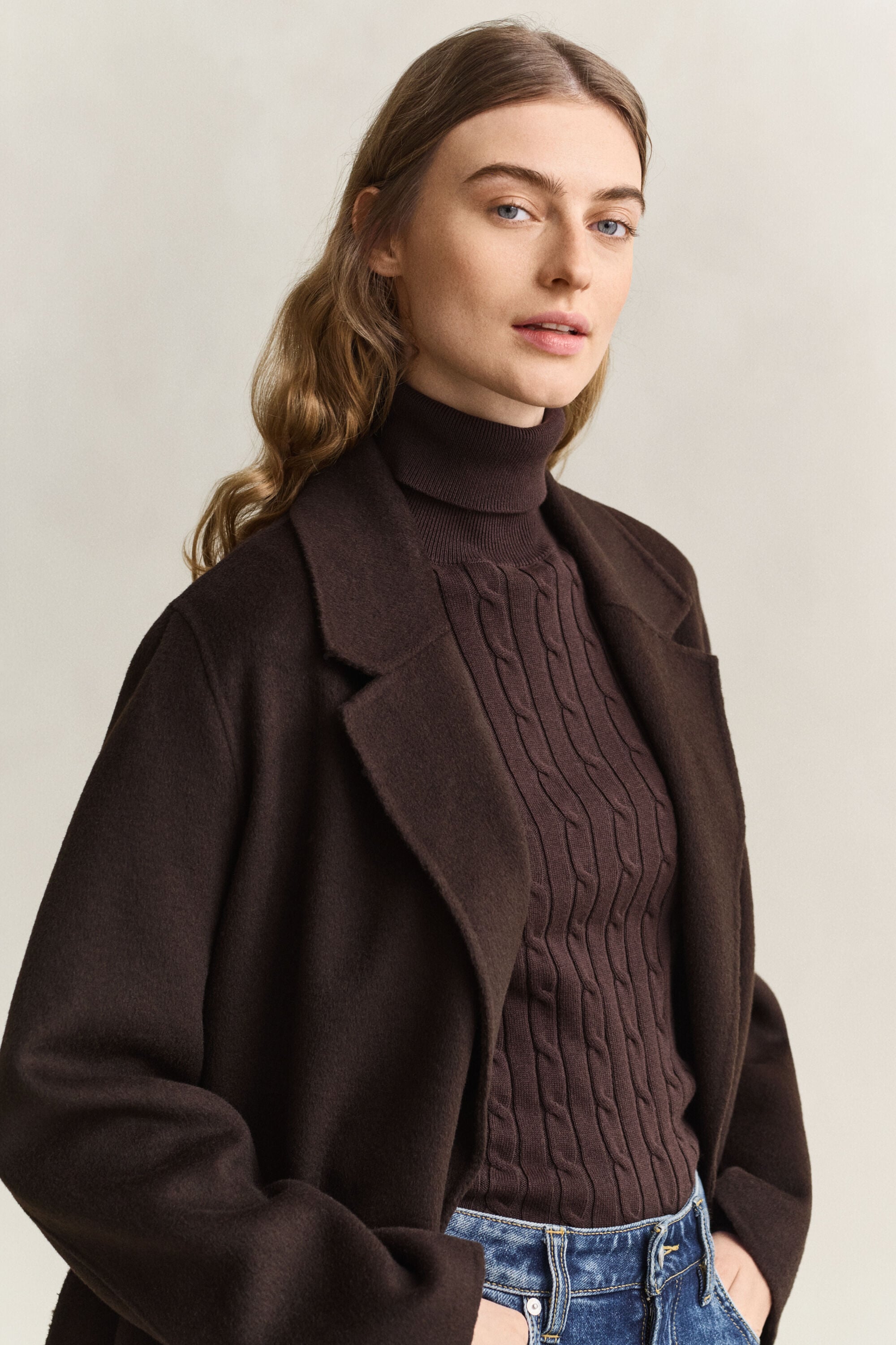 Manteau cousu main avec ceinture