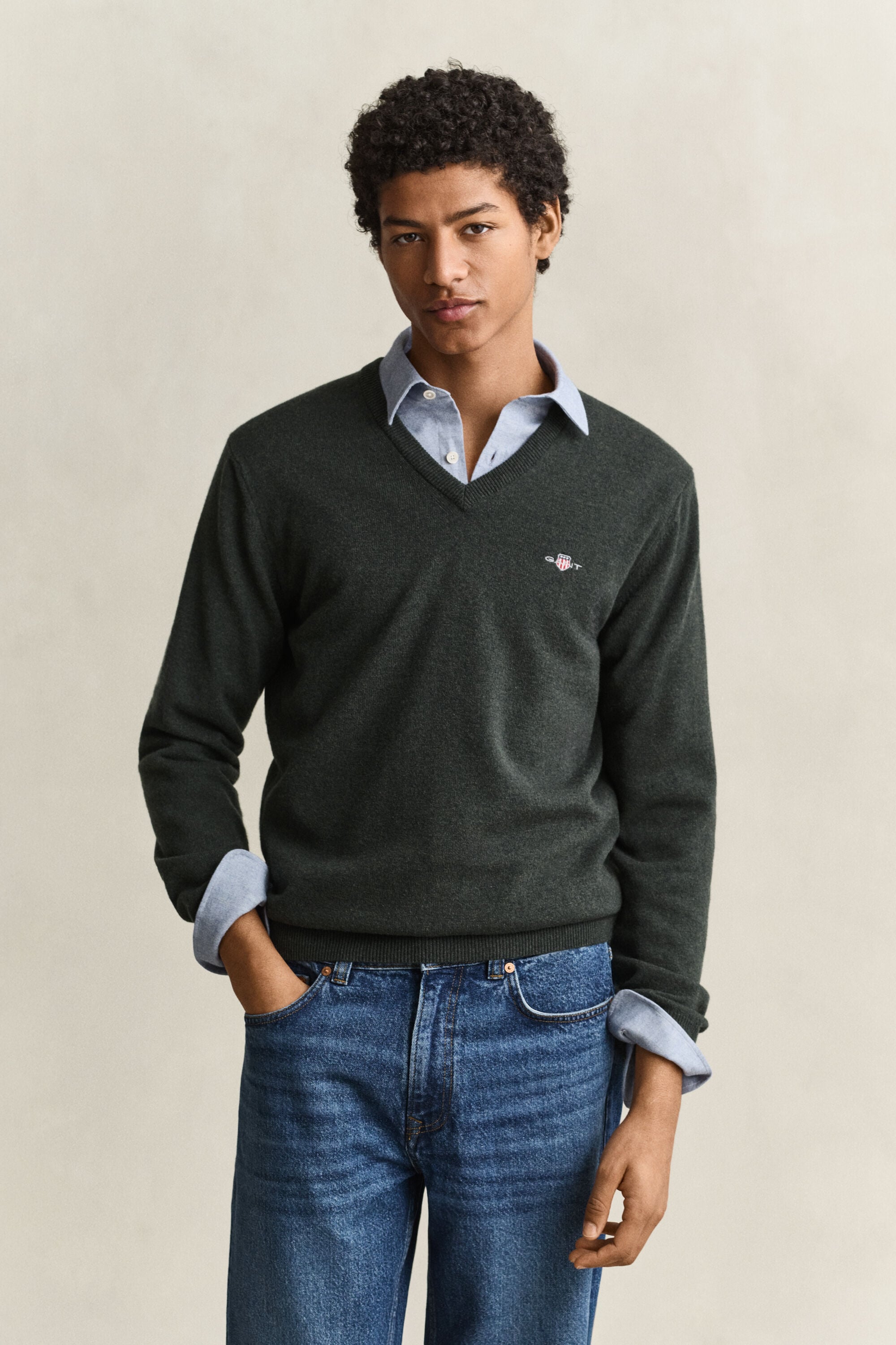 V-Neck Pullover aus Lambswool