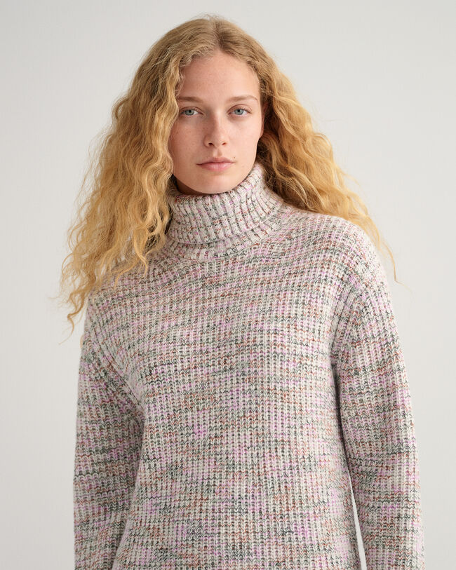 Mehrfarbiges Rollkragenkleid