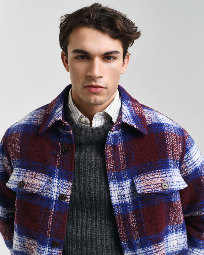 Karierte Hemdjacke aus Wollmischung