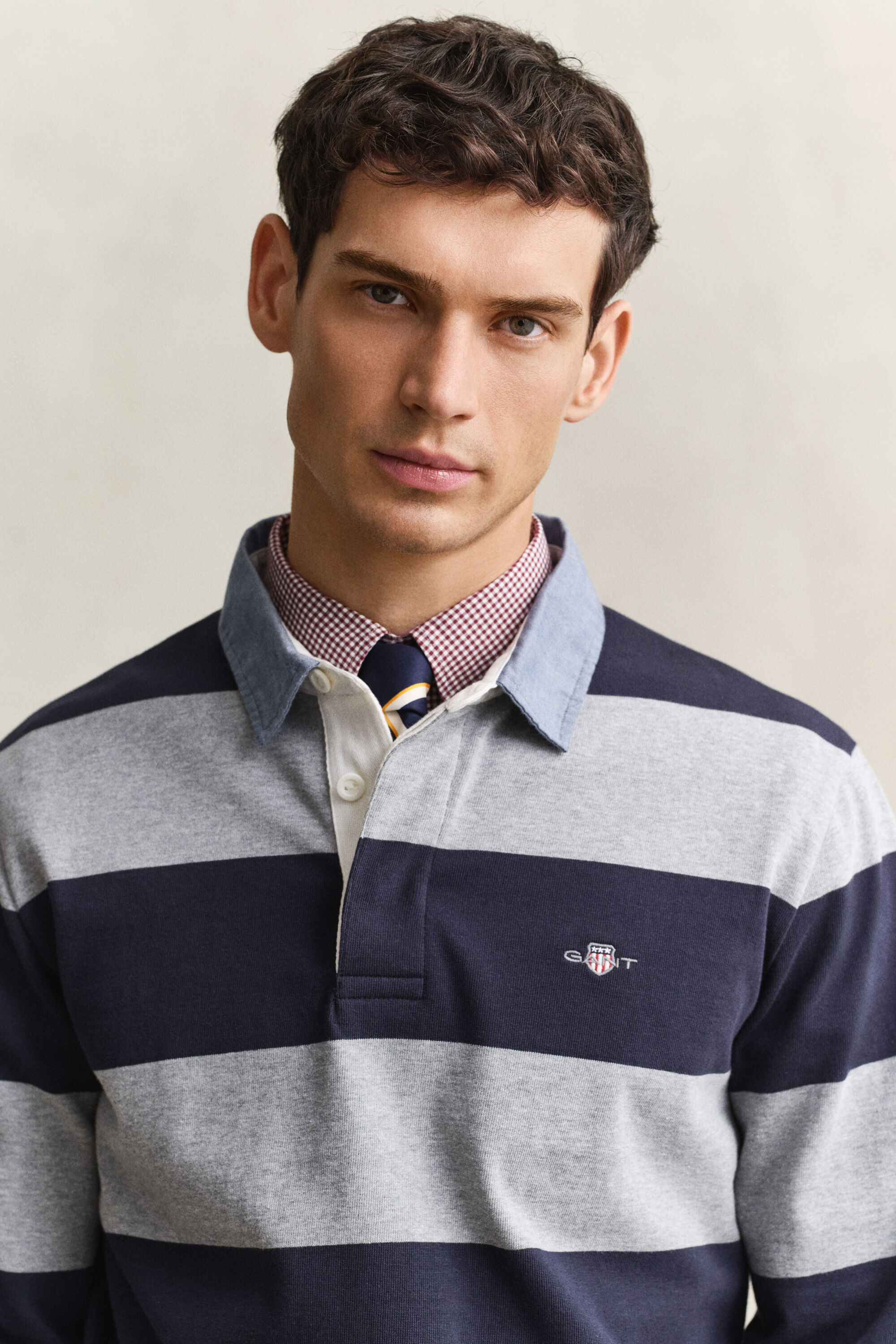 Chambray Collar Striped Heavy Rugger
