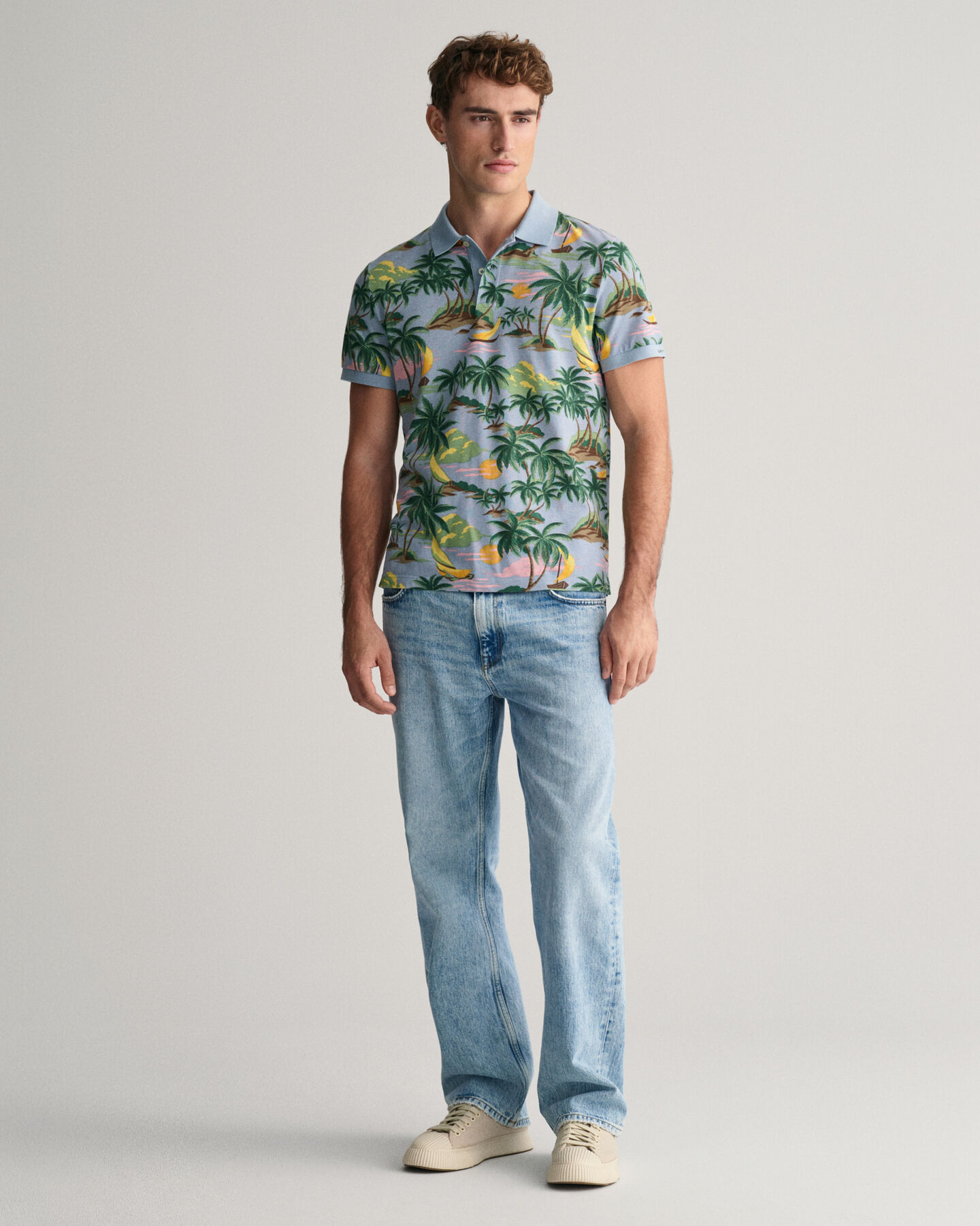Hawaiian Print Poloshirt