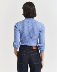 Zopfstrick Rollkragenpullover aus Stretch-Baumwolle