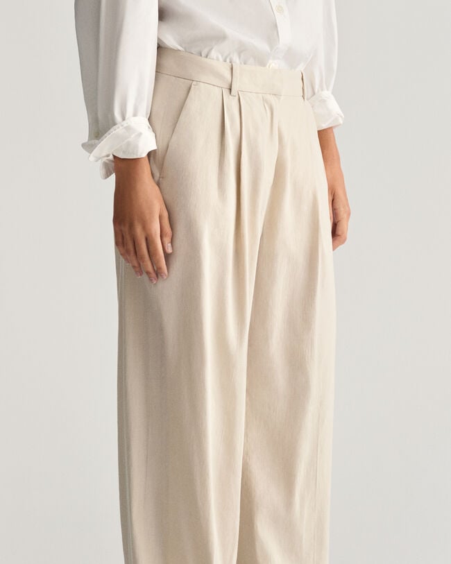 Formelle Relaxed Fit Stretch Leinen Hose