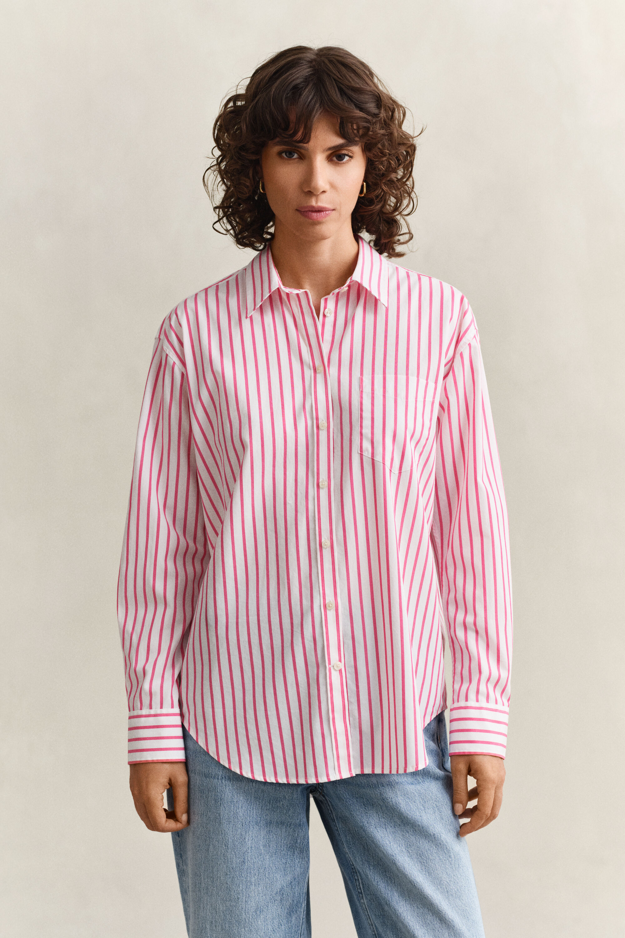 Camicia classica in popeline a righe relaxed fit