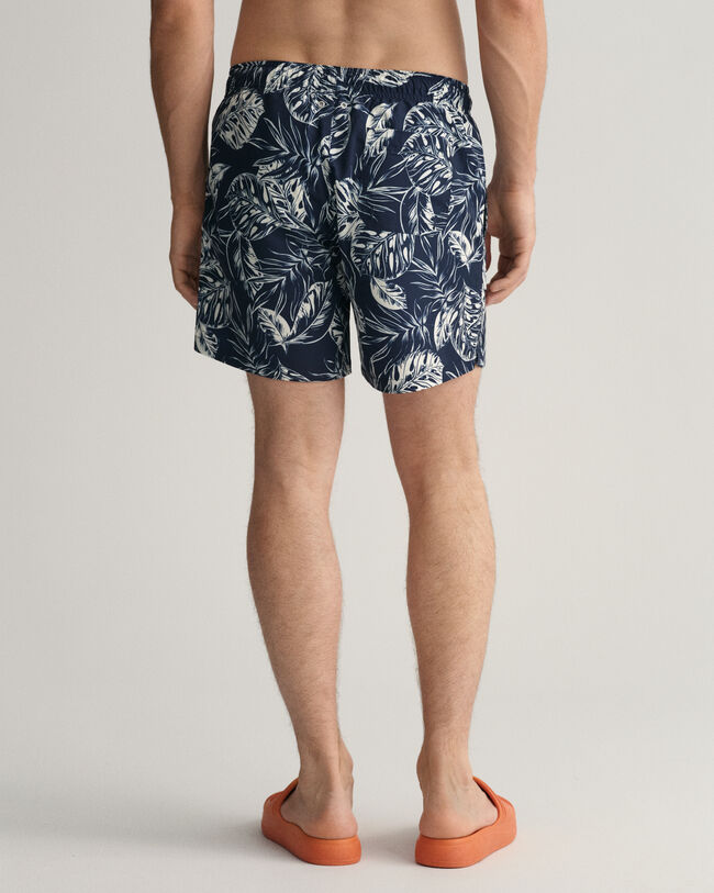 Classic Fit Tropical Leaves Badeshorts mit Print