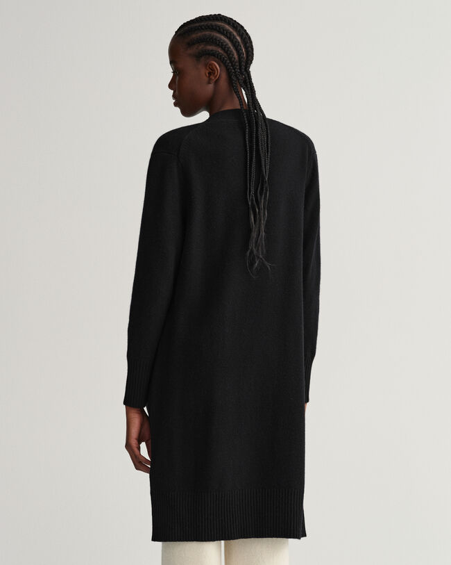 Lange Wollstrickjacke