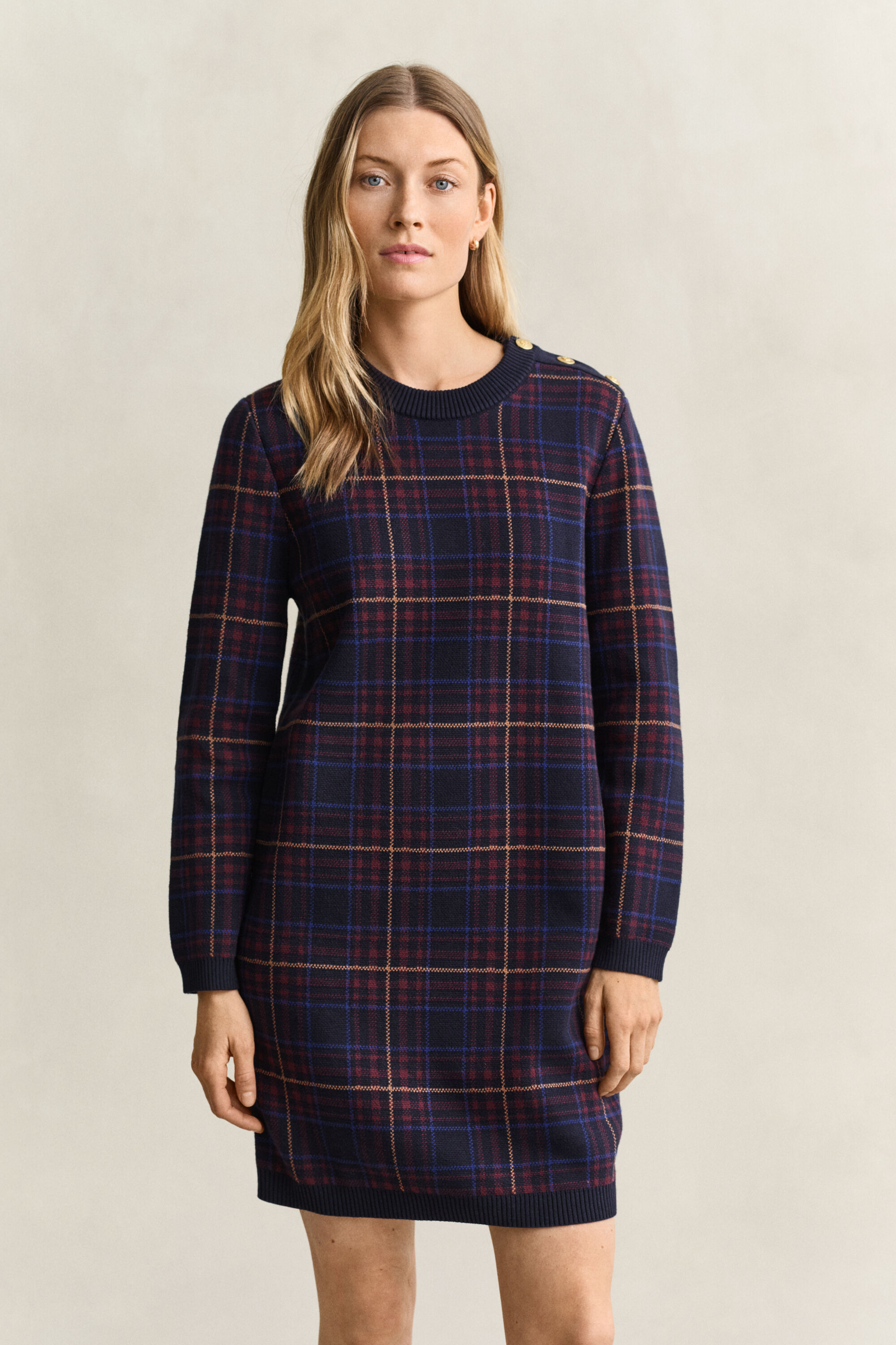 Robe en maille à carreaux