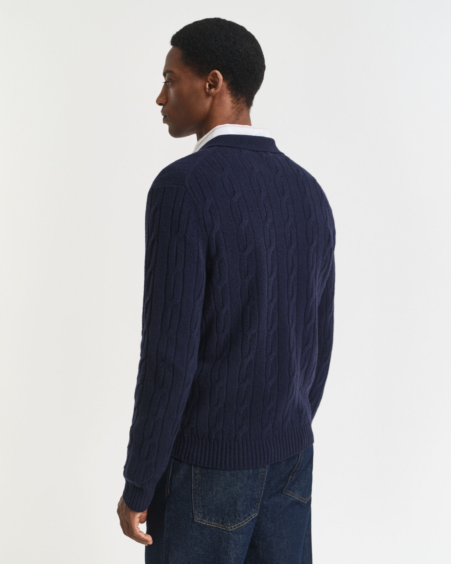 Lambswool Zopfstrick Polopullover