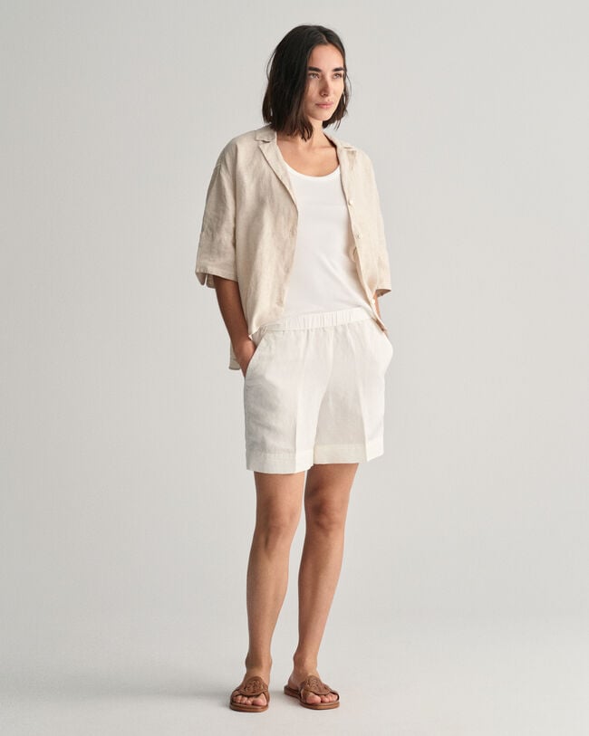 Relaxed Fit Leinenmix Pull-On Shorts