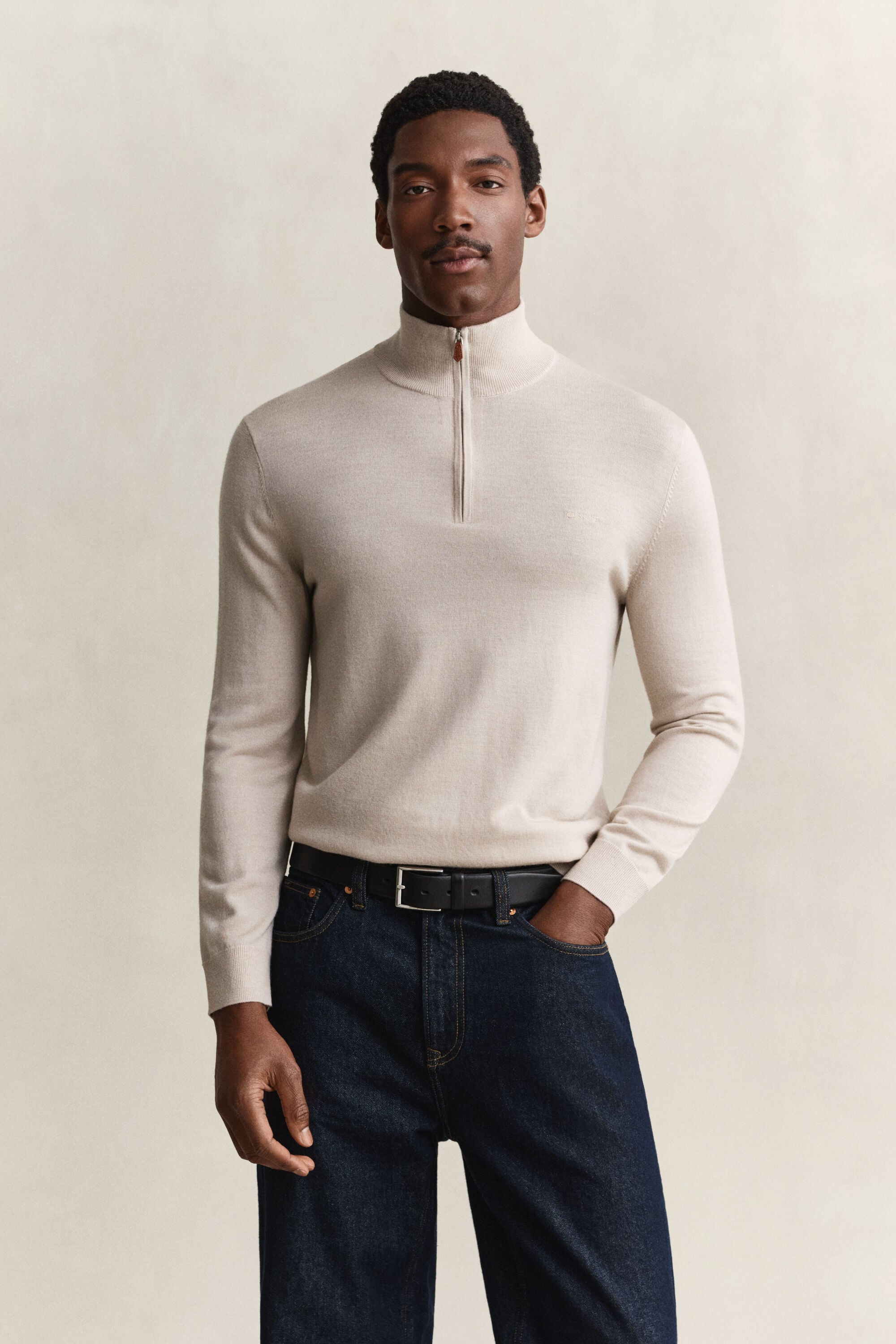 Pull à demi-zip en laine mérinos