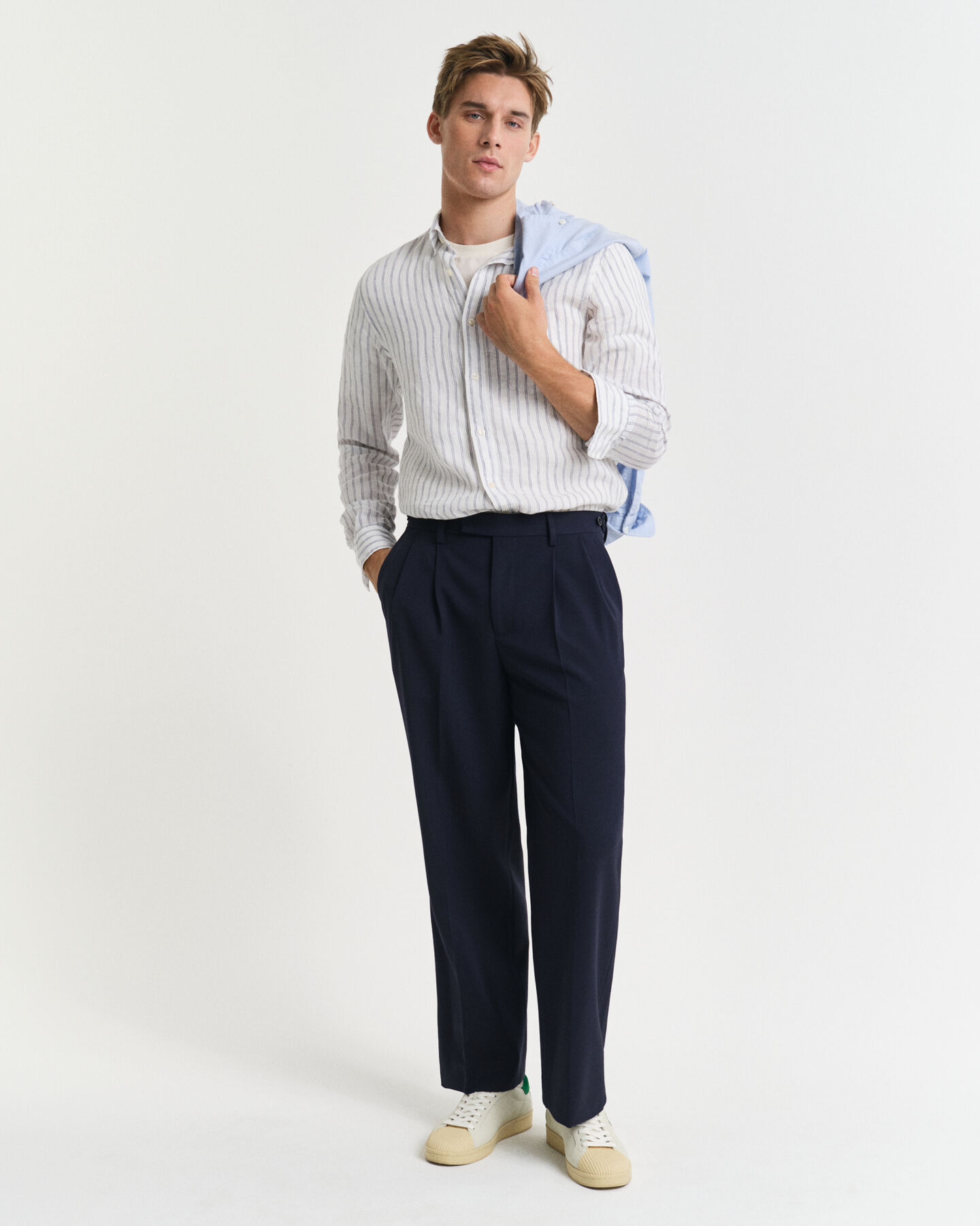 Regular Fit Leinen Hemd mit Streifen