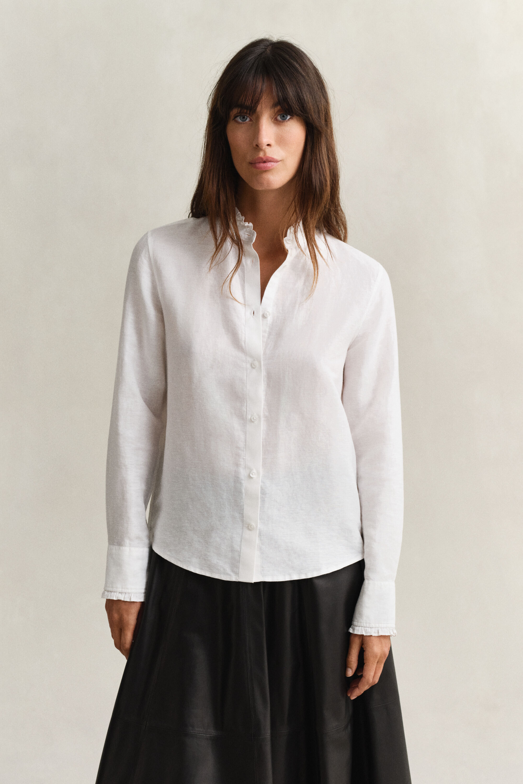 Rüschenbluse aus Leinenmix