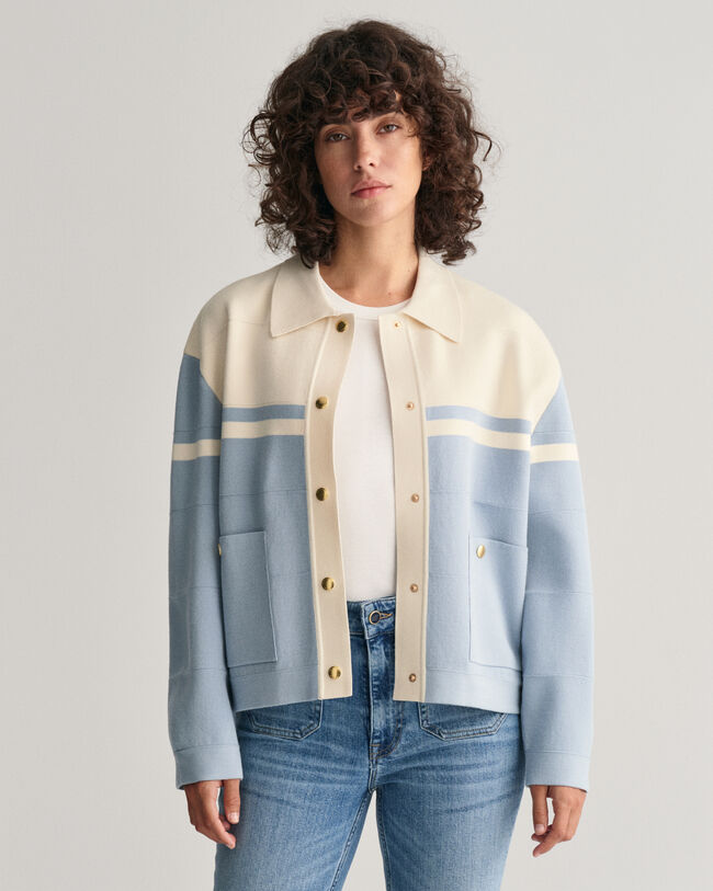 Color Blocked Strickjacke