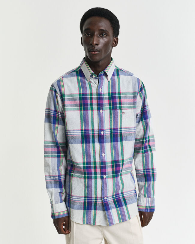 Regular Fit Seersucker Madras Hemd