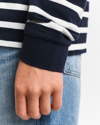 Breton Striped Piqué Langarm-Poloshirt