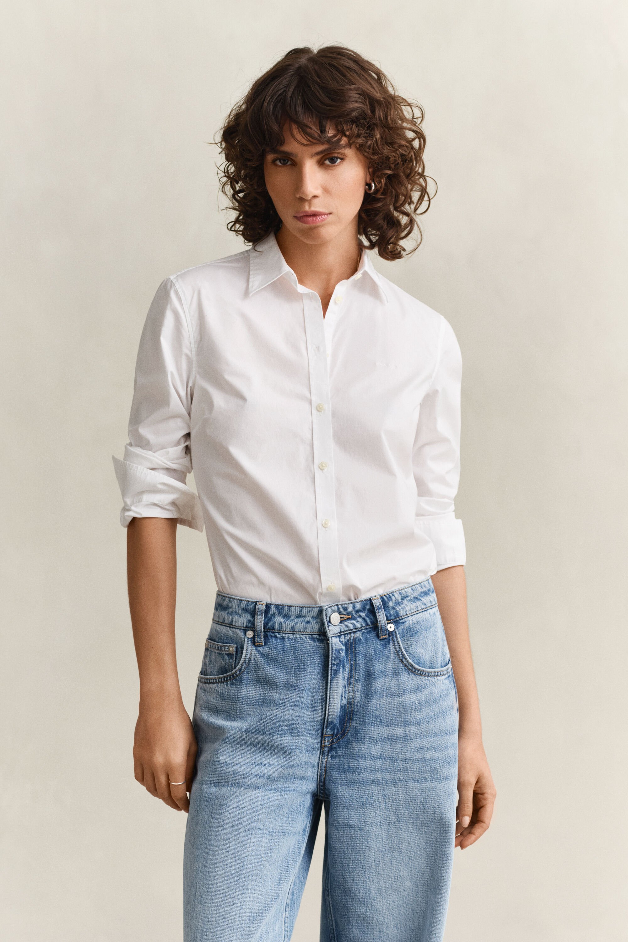 Slim Fit Popeline Bluse