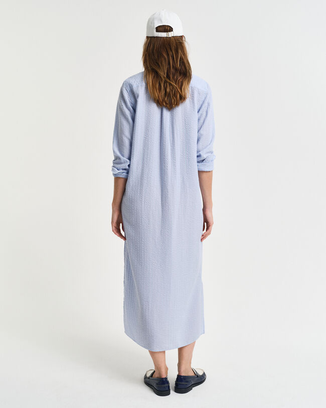 Tonal Seersucker Kleid mit Streifen