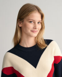 Rundhalspullover mit Blockfarbendesign