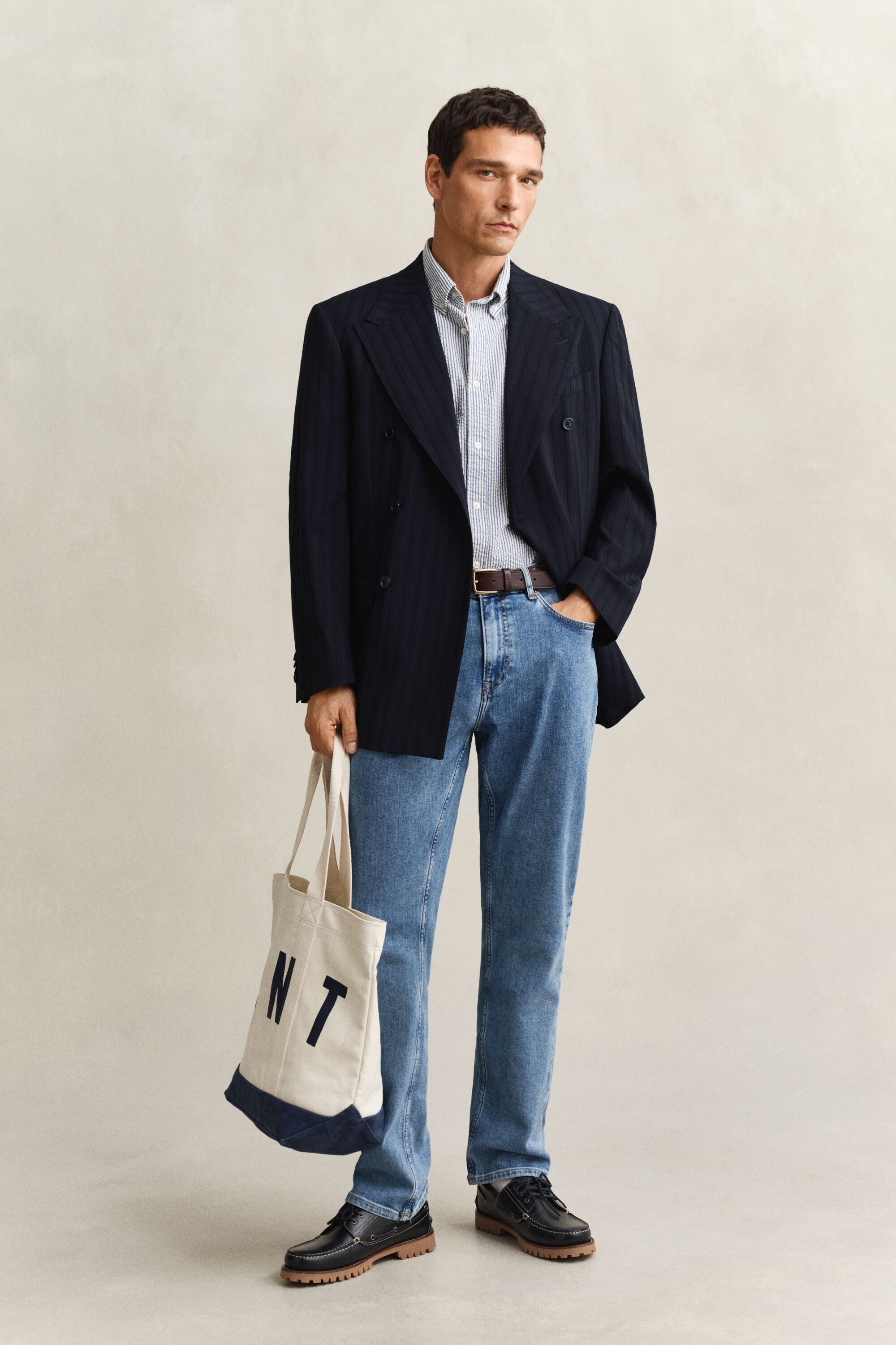 Chemise à manches courtes en seersucker à rayures