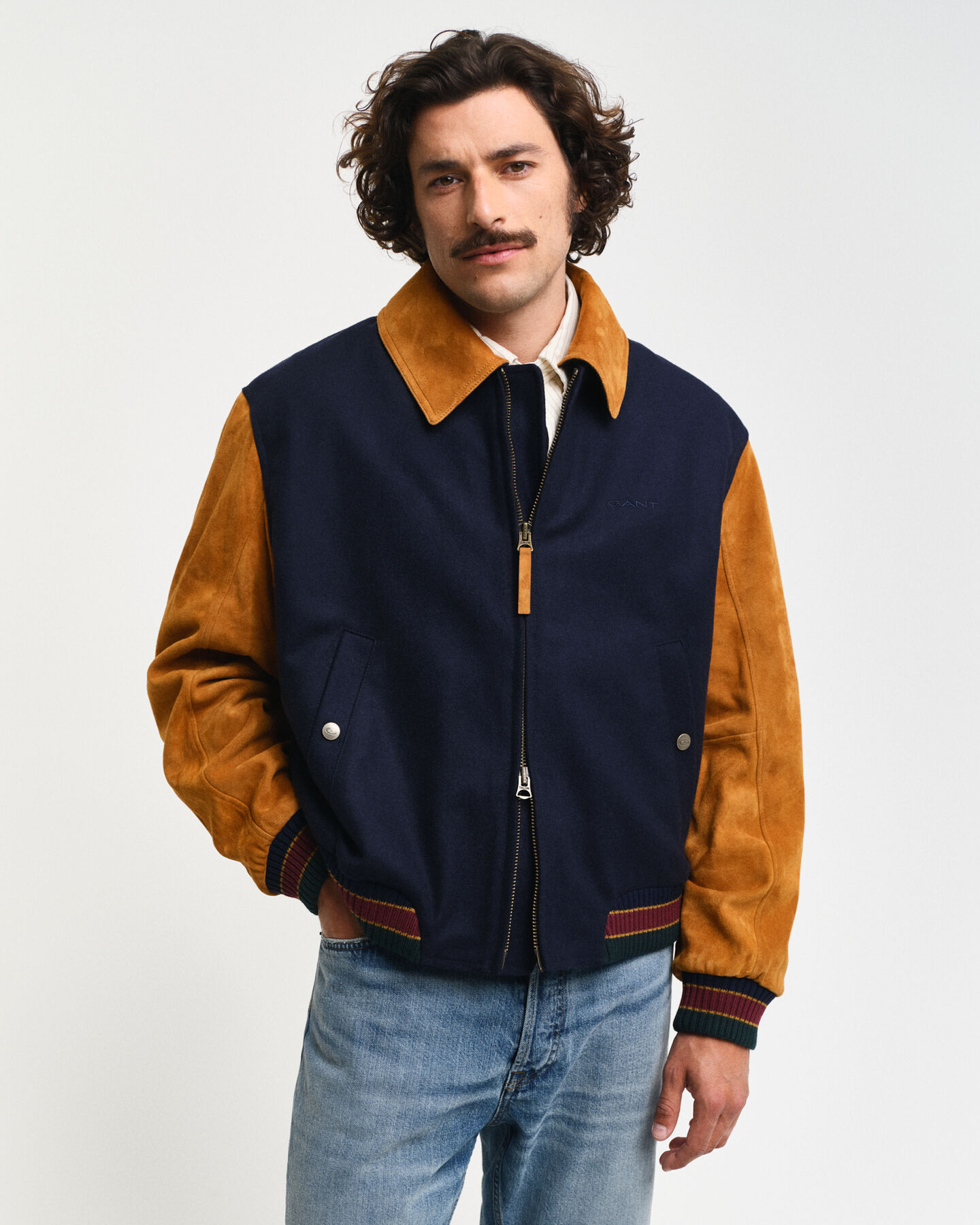 GANT Varsity Jacke aus Wolle und Veloursleder