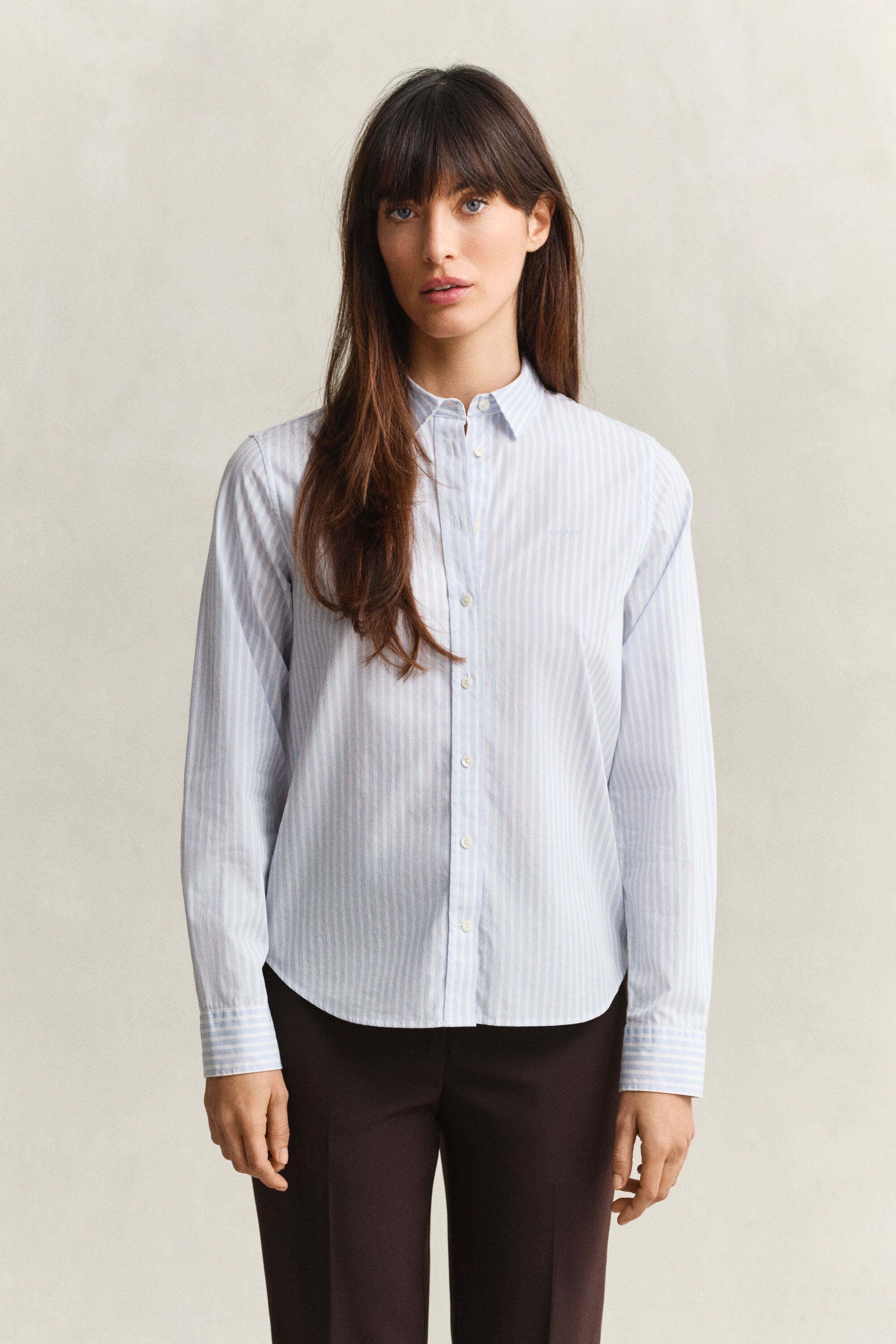 Popeline-Bluse im Regular Fit mit Streifen