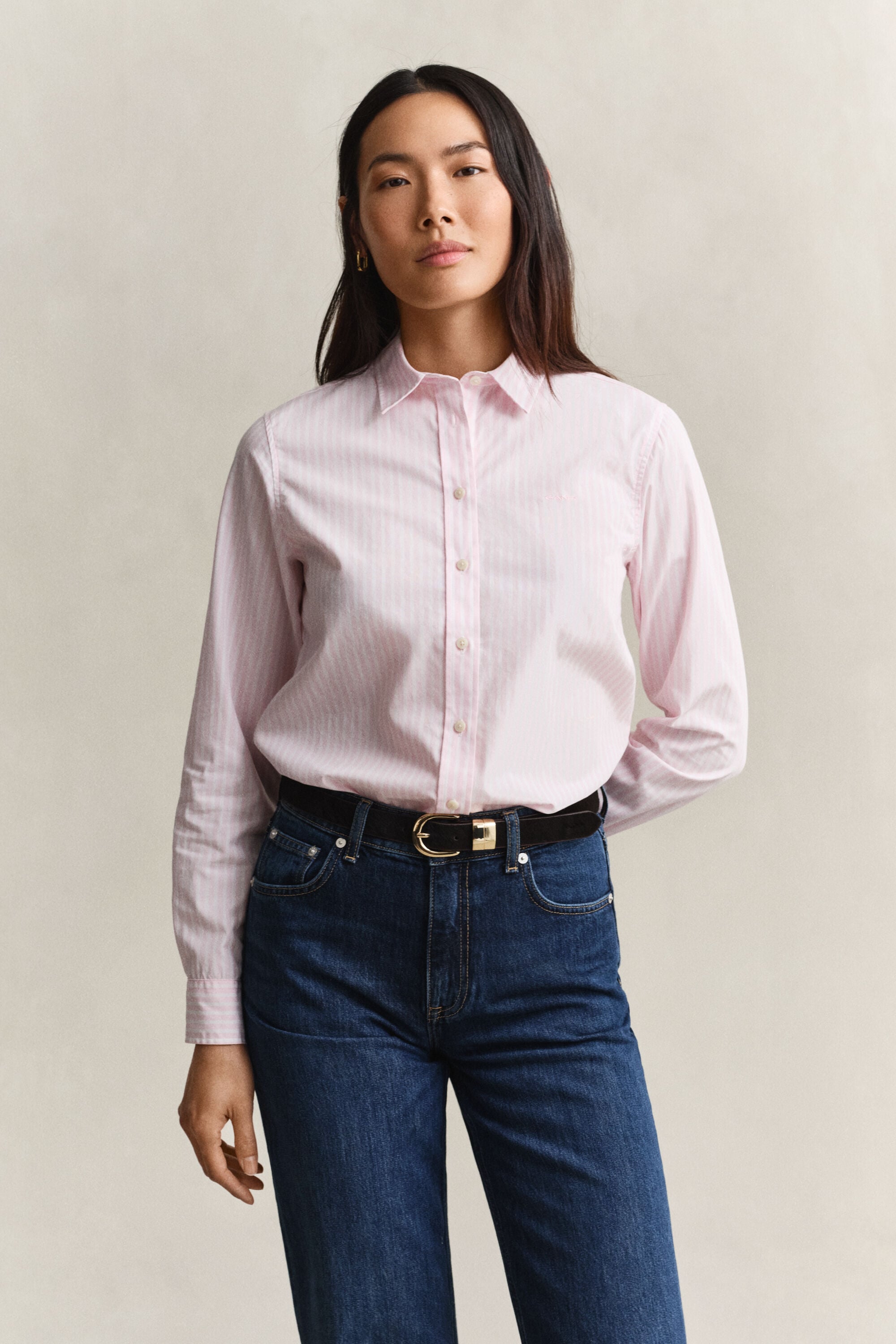 Regular Fit Classic Popeline-Bluse mit Streifen