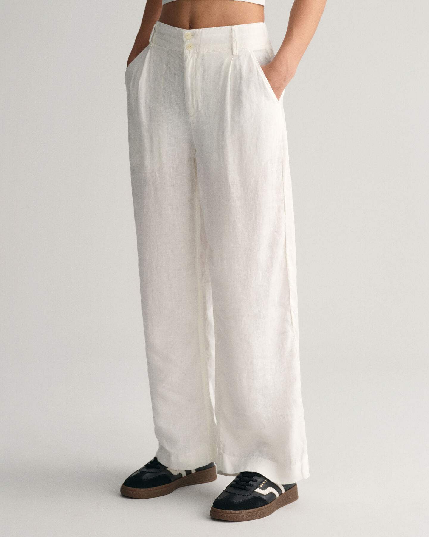 Teen Girls Leinen Bundfaltenhose mit weitem Bein