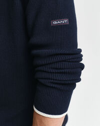 Gerippter Rundhalspullover aus Baumwolle