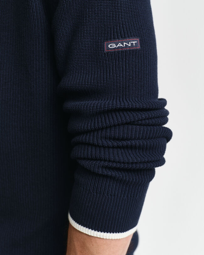 Gerippter Rundhalspullover aus Baumwolle