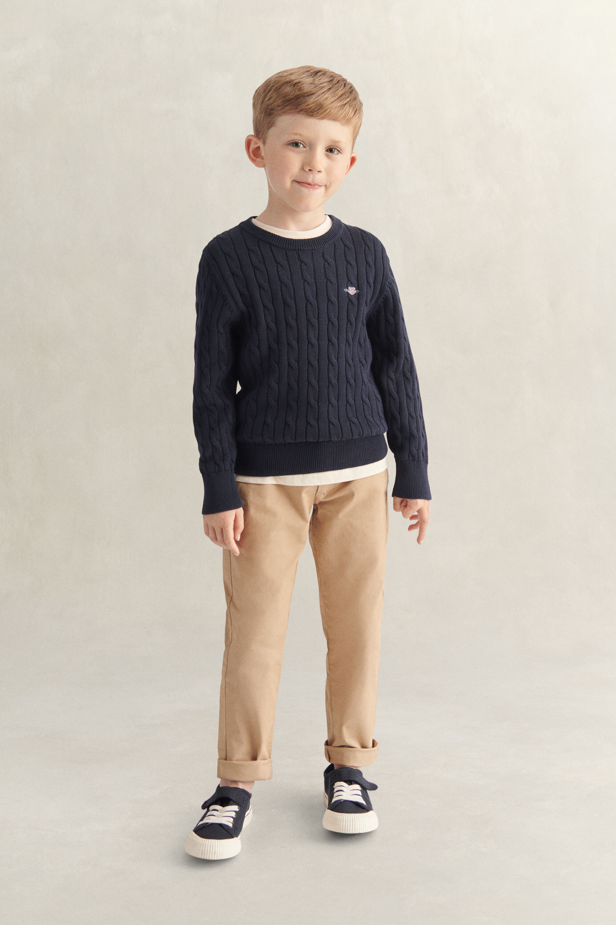 Pull en maille torsadée avec écusson Garçon
