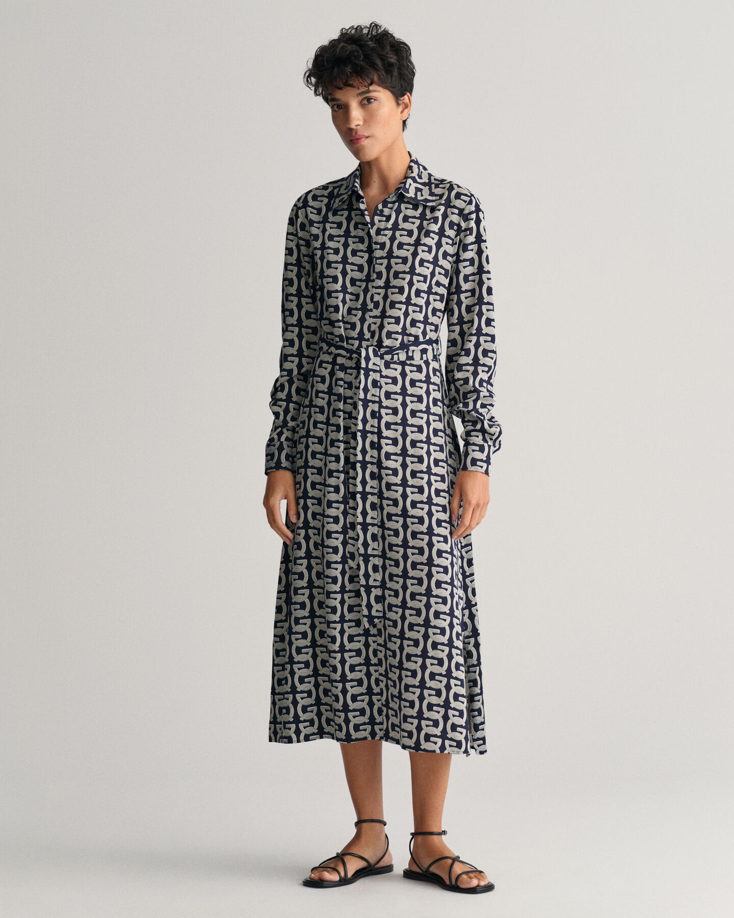 G Patterned Hendblusenkleid