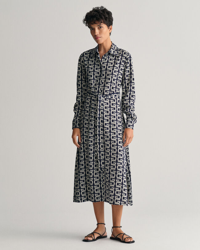 G Patterned Hendblusenkleid
