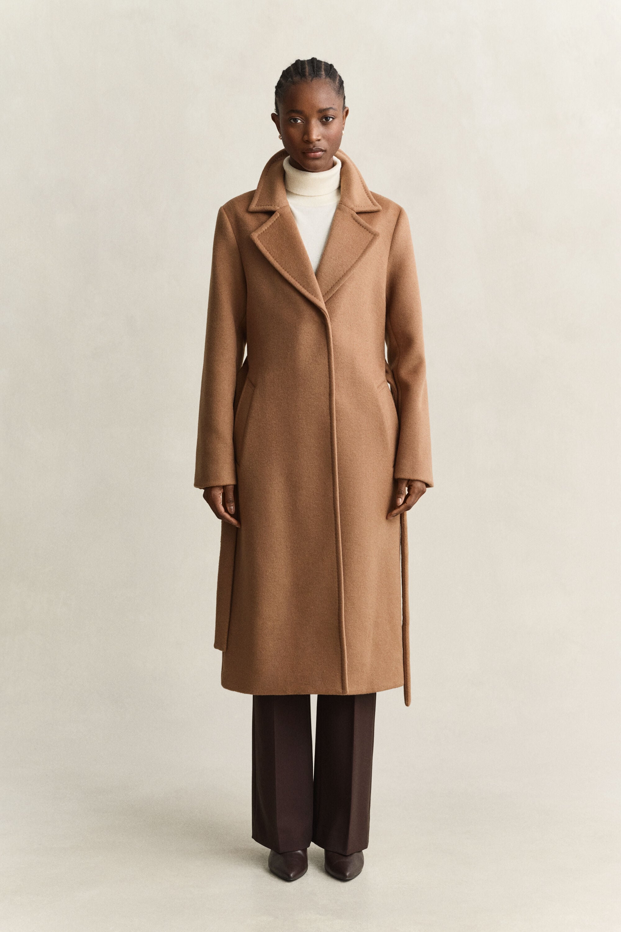 Belted Wool Blend Coat