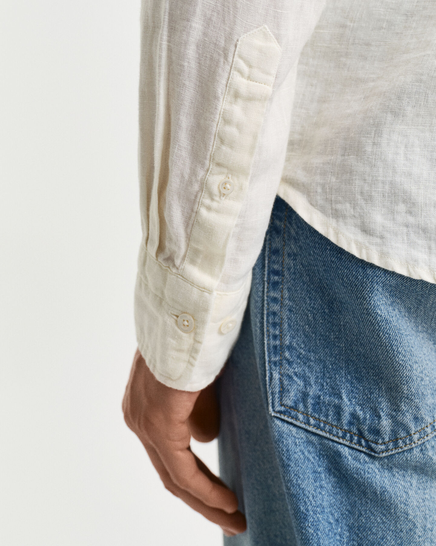 St&uuml;ckgef&auml;rbtes Regular Fit Leinen Hemd