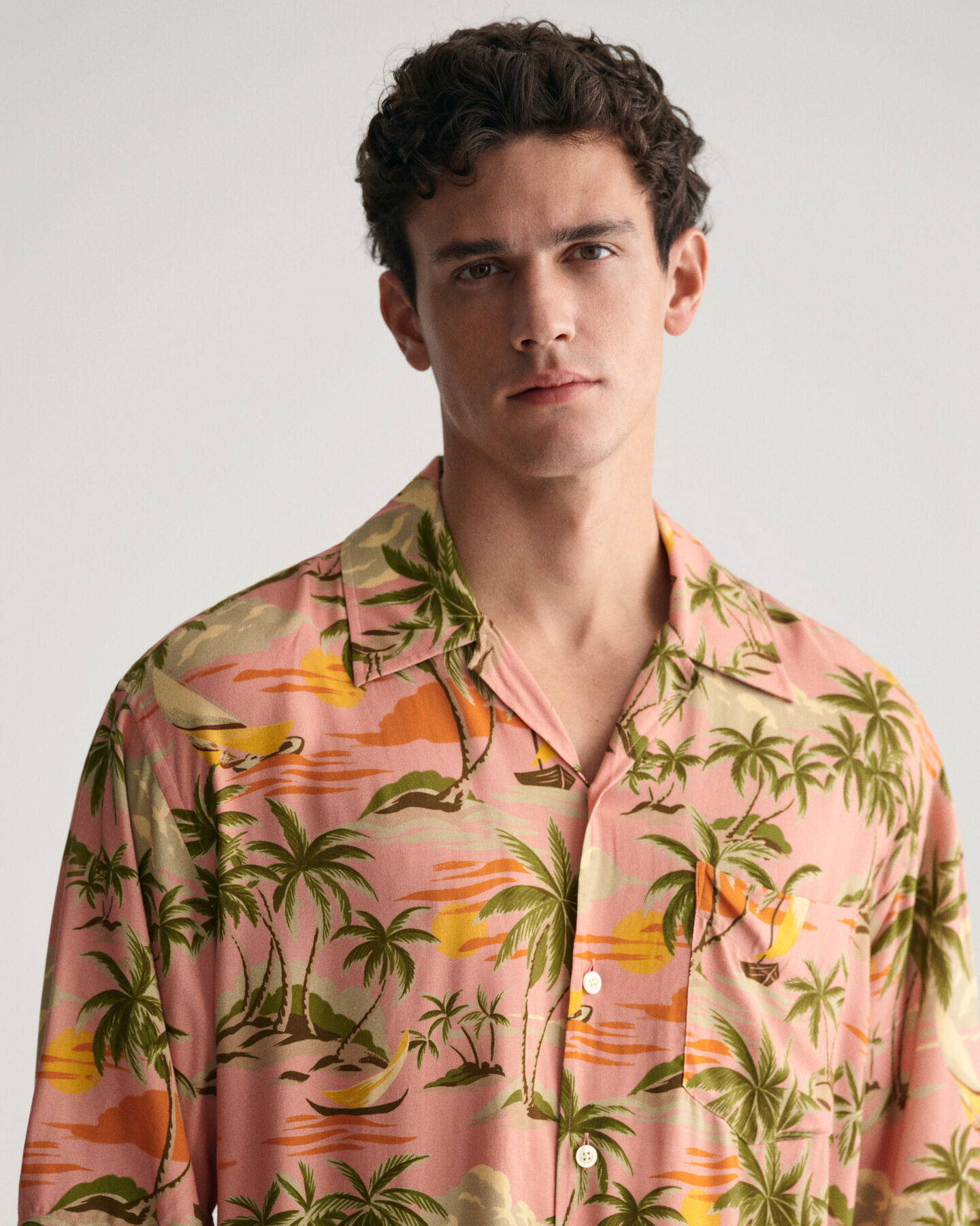 Relaxed Fit Hawaiian Print Kurzarmhemd