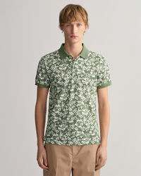 Piqu&eacute; Poloshirt mit floralem Print