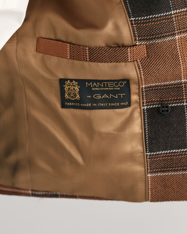 Verkürzte Woll Blazerjacke mit Karomuster