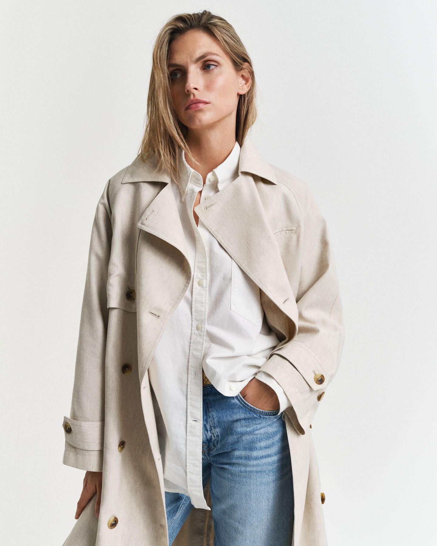 Trenchcoat aus Leinenmischung