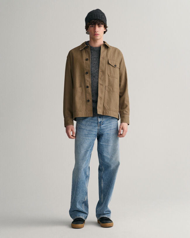 Hemdjacke aus gebürstetem Twill